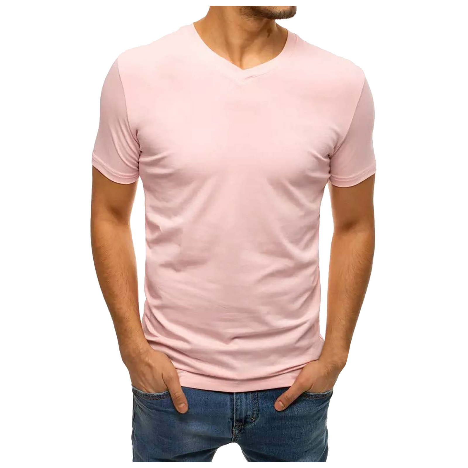 Summer Men's Cotton Loose Relaxed Solid Color T-shirt