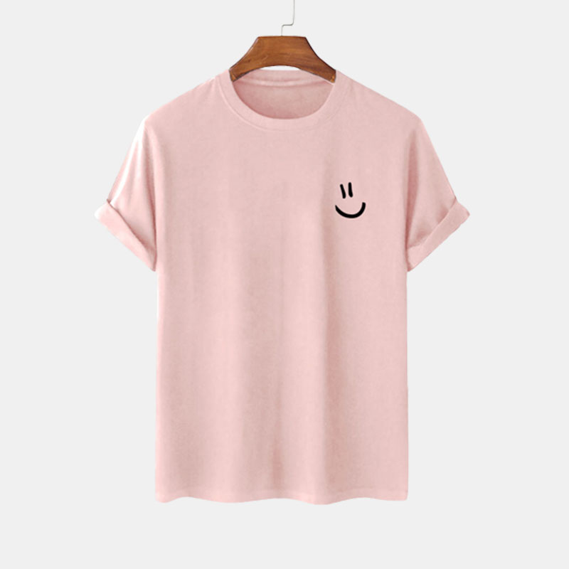 Summer men's smiling face short sleeved loose fitting T-shirt