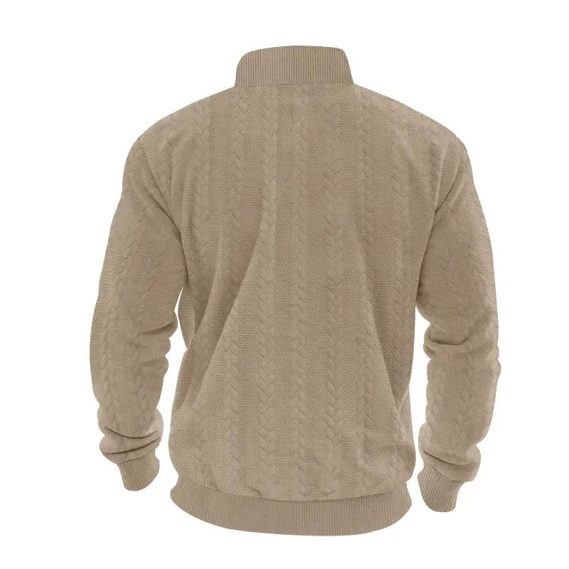 Men's Jacquard Sweatshirt Pullover Hoodie Sweatshirt Quarter Zip Sweatshirt