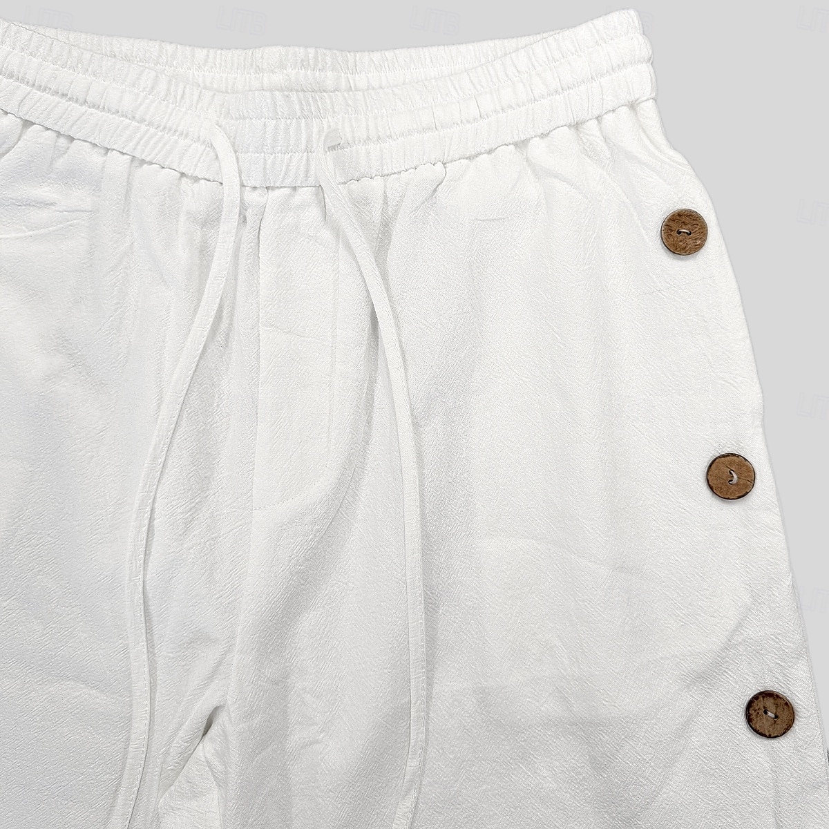 Men's Shorts Linen Shorts Summer Shorts Beach Shorts Buttons Drawstring Elastic Waist Plain Comfort Breathable Knee Length Outdoor Daily Beach Vacation Fashion Black White Micro-elastic 2025 - $23.99 –P3
