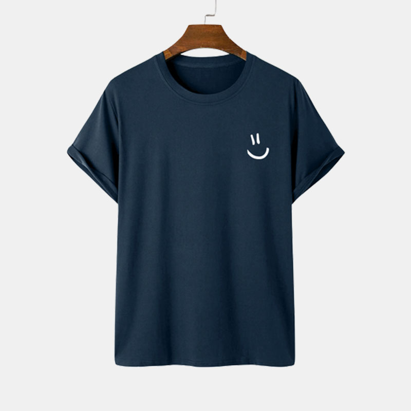Summer men's smiling face short sleeved loose fitting T-shirt