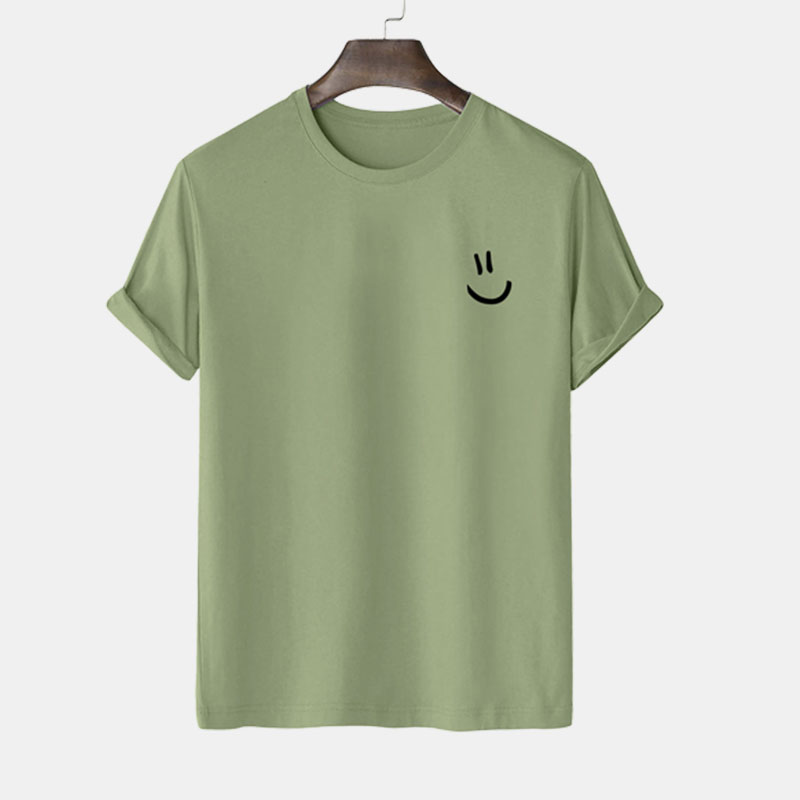 Summer men's smiling face short sleeved loose fitting T-shirt