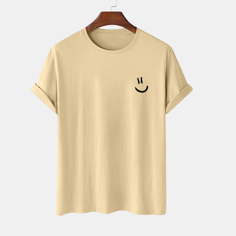 Summer men's smiling face short sleeved loose fitting T-shirt