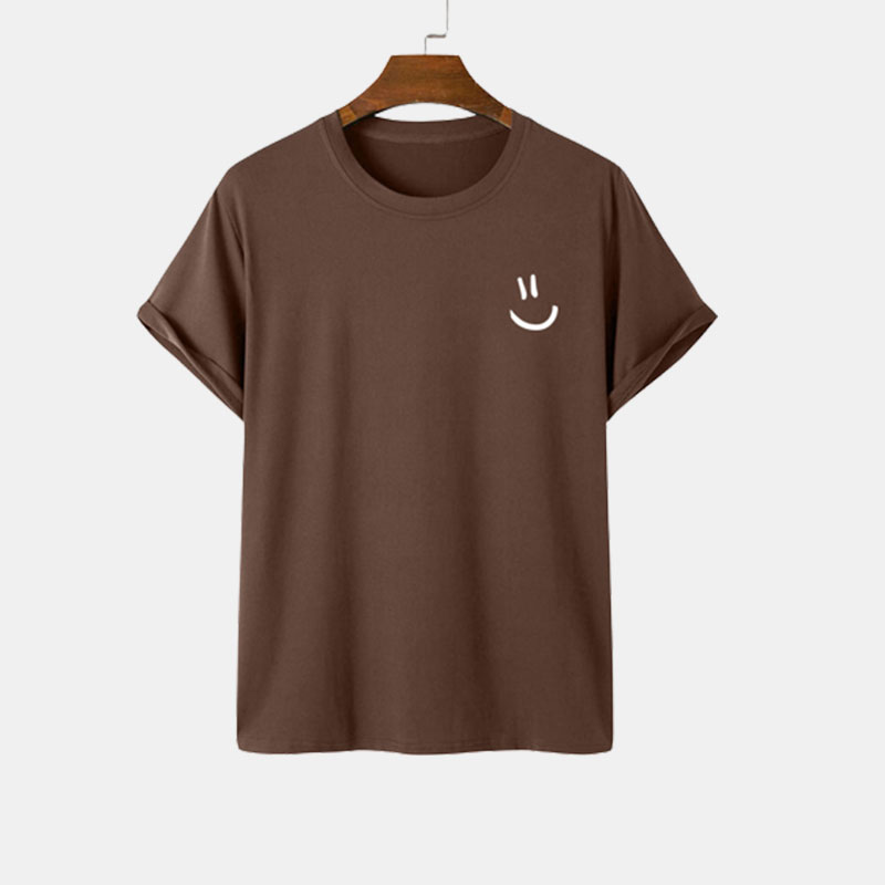 Summer men's smiling face short sleeved loose fitting T-shirt