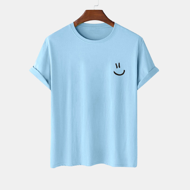 Summer men's smiling face short sleeved loose fitting T-shirt