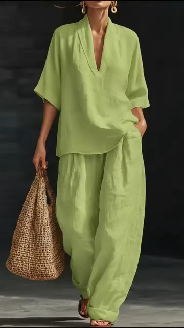 Cozy Minimalist Two-Piece Set — Denim-Look Style, All-Day Comfort