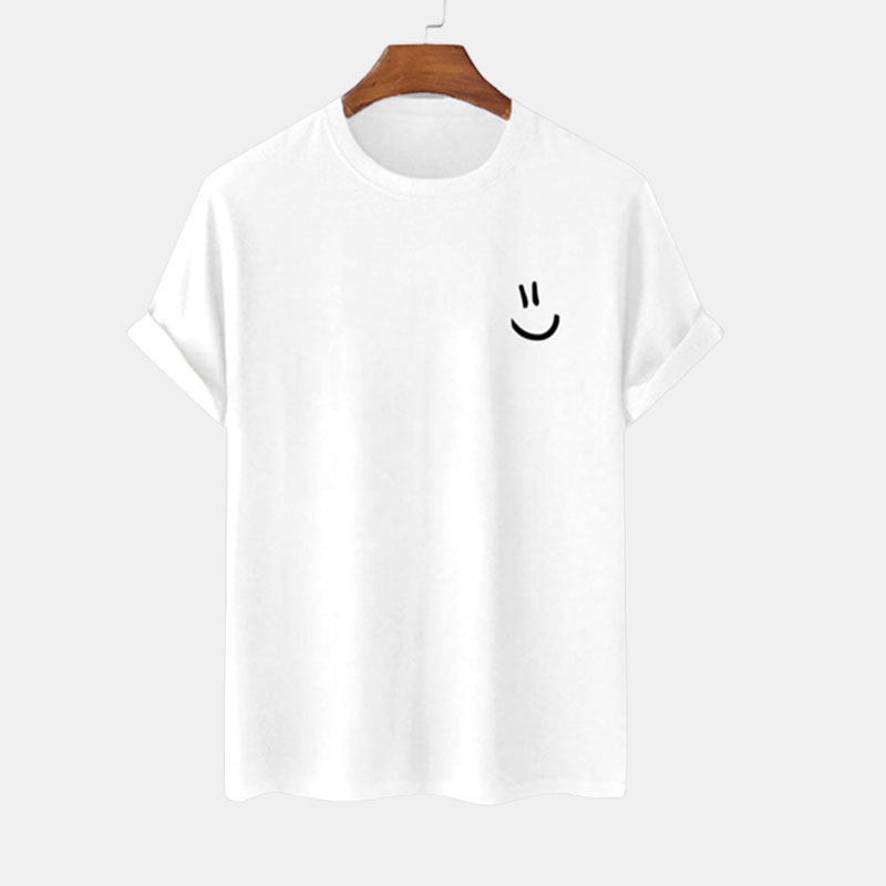 Summer men's smiling face short sleeved loose fitting T-shirt