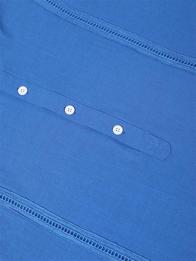 Summer Striped Linen Band‑Collar Shirt – Beach & Smart Short‑Sleeve