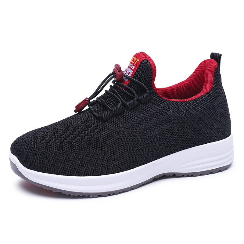 Flying woven shoes a slip-on shoes new soft light breathable spring and autumn middle-aged casual soft soled shoes