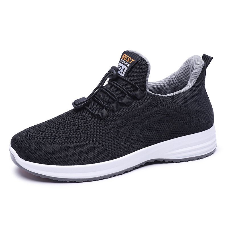 Flying woven shoes a slip-on shoes new soft light breathable spring and autumn middle-aged casual soft soled shoes