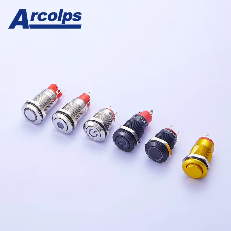 ARCOLPS 08/10mm Waterproof Momentary Metal Push Button Switch