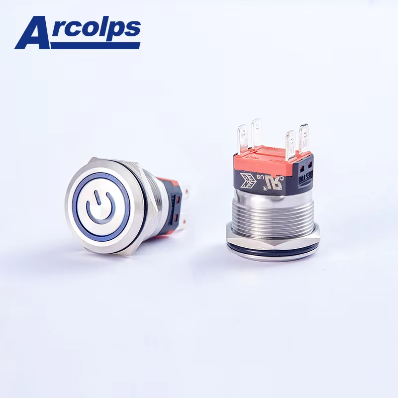 ARCOLPS 22mm 10A High Current Waterproof Metal Push Button Switch