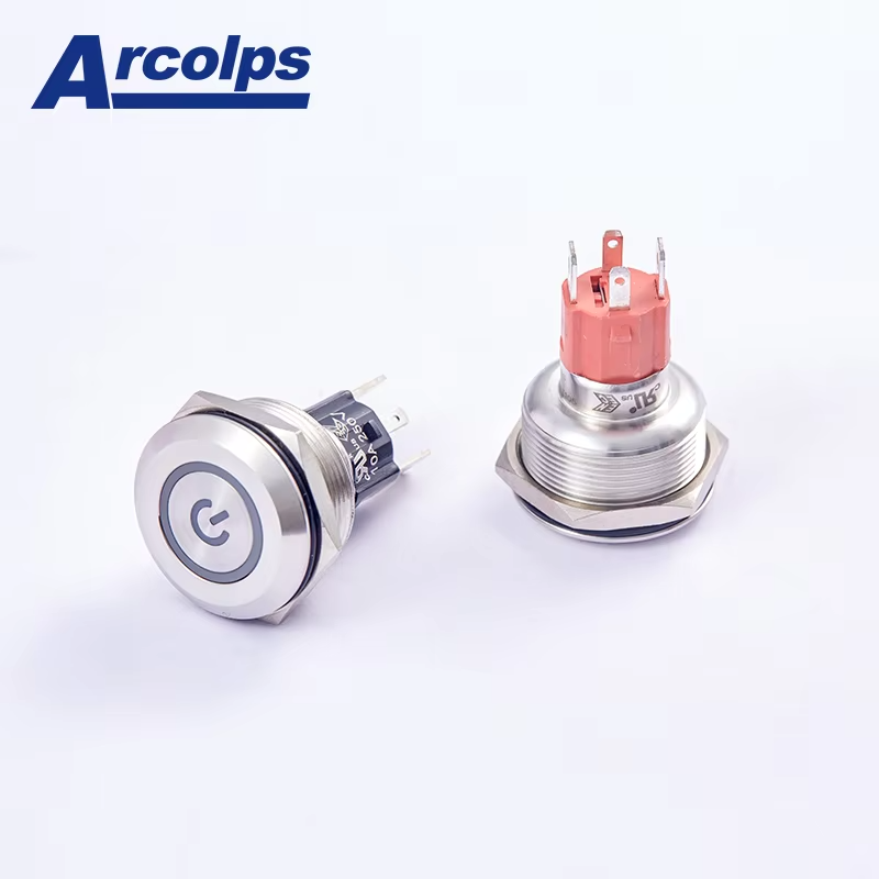 ARCOLPS 25mm 10A High Current Momentary Metal Push Button Switch IP67 Waterproof for Automation