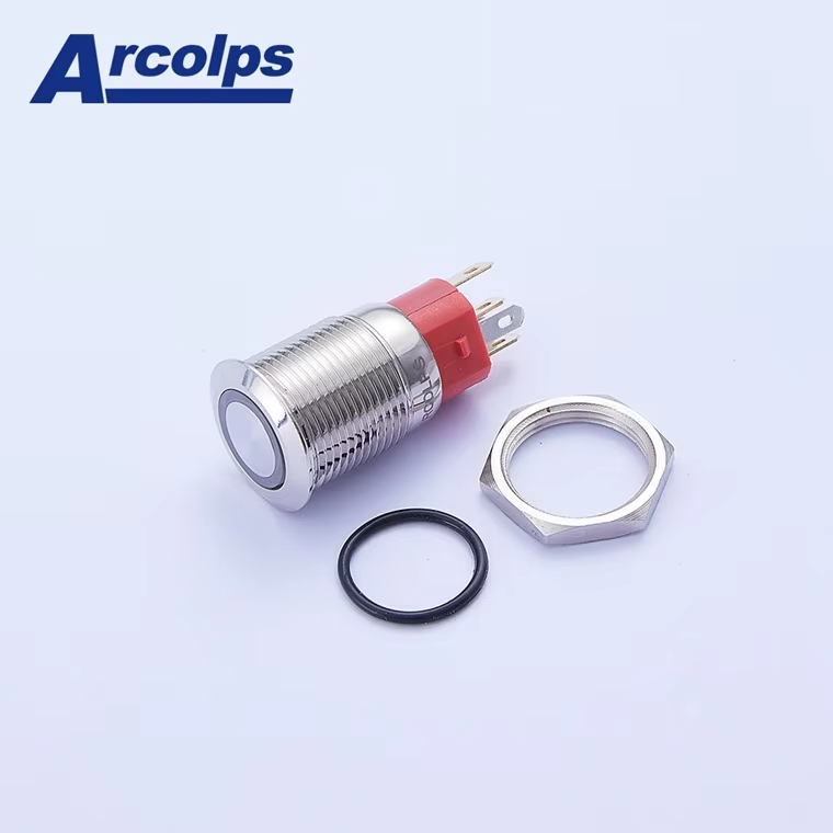 ARCOLPS 16mm Compact Waterproof Metal Push Button Switch 2A Low Current Momentary Design