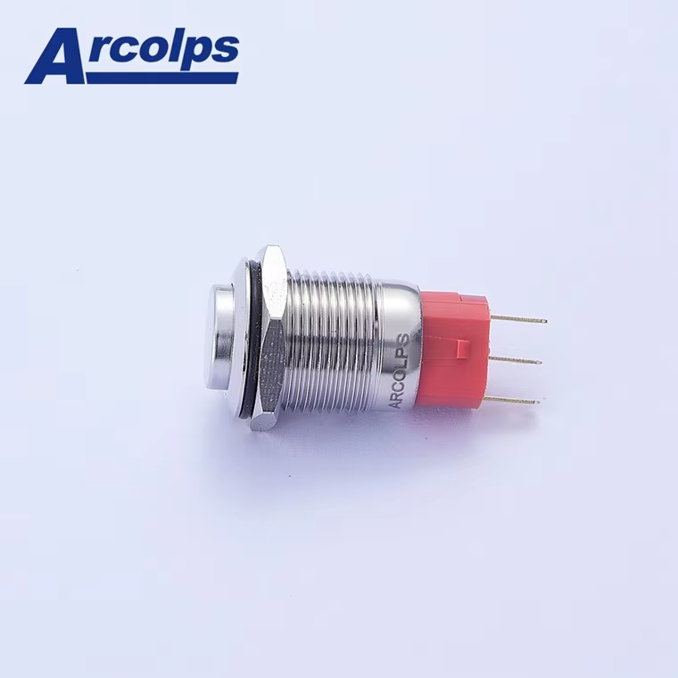 ARCOLPS 16mm Compact Waterproof Metal Push Button Switch 2A Low Current Momentary Design
