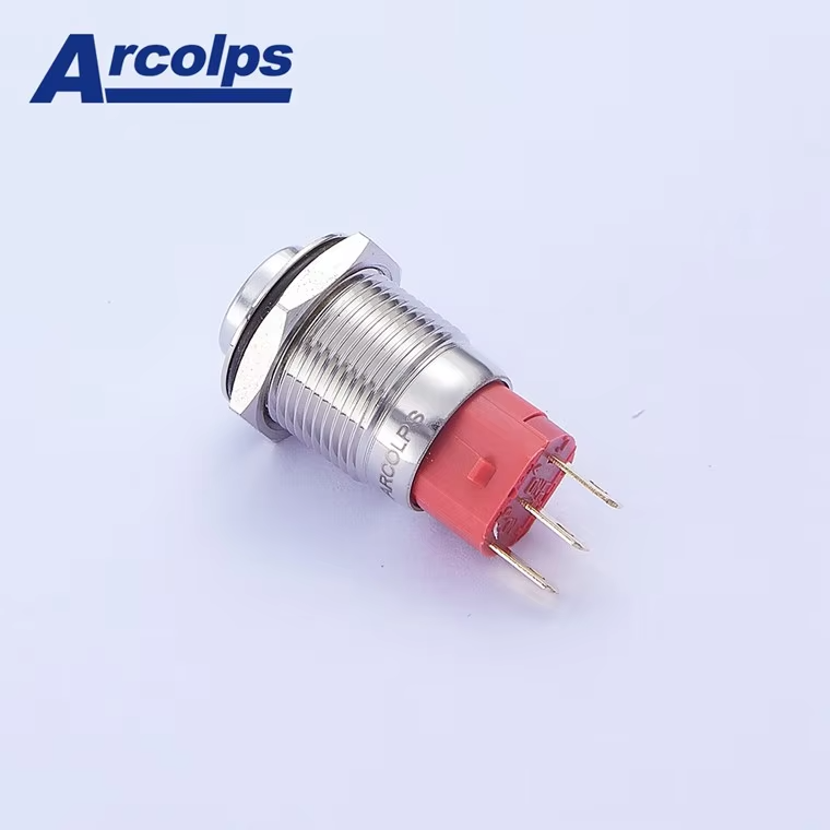 ARCOLPS 16mm Compact Waterproof Metal Push Button Switch 2A Low Current Momentary Design
