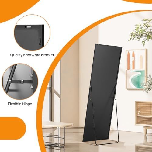 Mirror Full Length, Upgraded 16"x59" Body Wall Mirrors with Shatter-Proof Glass, Floor Standing, Hanging or Leaning, Tall Mirror with Stand Aluminum Alloy Frame for Bedroom Cloakroom