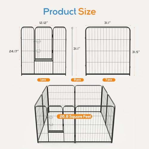 Dog Playpen, Puppy Fence for Yard, Camping, RV, Indoor/Outdoor Use, 32-Inch 16-Panel Exercise Pen for Small/Medium/Large Pets
