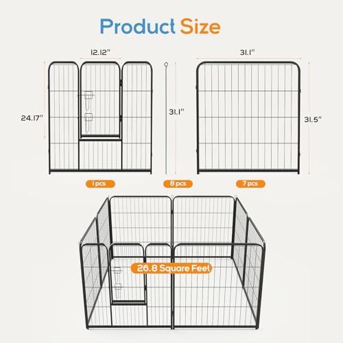 Dog Playpen, Puppy Fence for Yard, Camping, RV, Indoor/Outdoor Use, 32-Inch 16-Panel Exercise Pen for Small/Medium/Large Pets