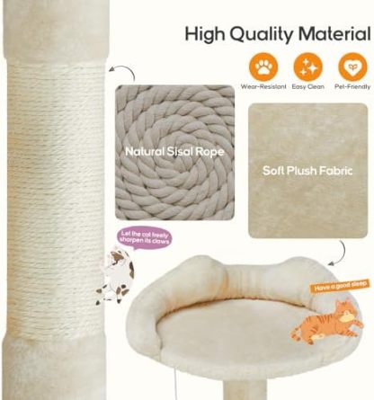 Cat Tree, 54-Inch Cat Tower for Indoor Cats with Sisal Scratching Post, Cat Play House, Large Kitty Condo, Plush Multi-Level with Climbing Ladder
