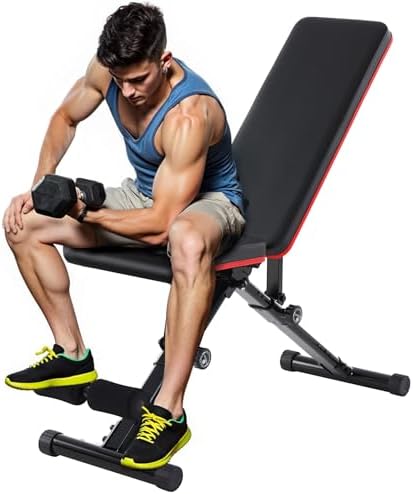 Weight Bench, Adjustable Workout Bench for Home Gym, Foldable Bench Press for Full Body Strength Training, 795LBS Capacity, Incline Decline Sit-Up Benches