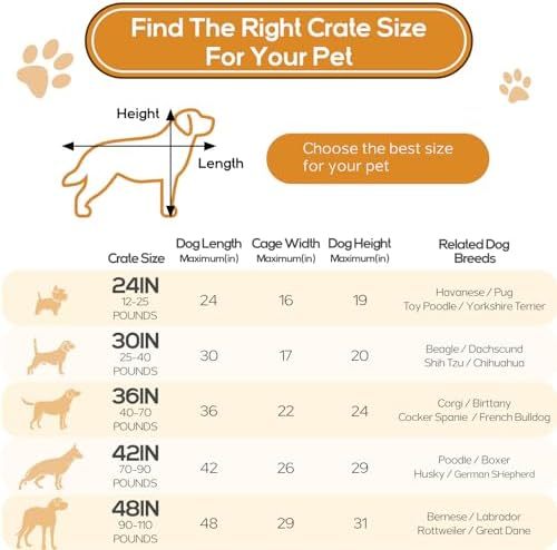 Dog Crate, 24 Inch Small Wire Kennel with Divider Panel, Metal Cages with Double Door, Leak-Proof Pan Tray, Folding Portable for Indoor Outdoor Travel