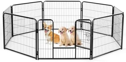 Dog Playpen, Puppy Fence for Yard, Camping, RV, Indoor/Outdoor Use, 32-Inch 16-Panel Exercise Pen for Small/Medium/Large Pets
