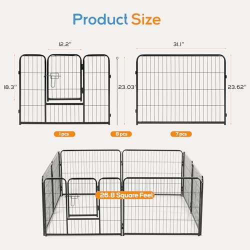 Dog Playpen, Puppy Fence for Yard, Camping, RV, Indoor/Outdoor Use, 32-Inch 16-Panel Exercise Pen for Small/Medium/Large Pets