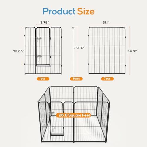 Dog Playpen, Puppy Fence for Yard, Camping, RV, Indoor/Outdoor Use, 32-Inch 16-Panel Exercise Pen for Small/Medium/Large Pets