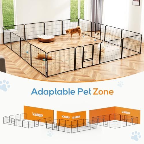 Dog Playpen, Puppy Fence for Yard, Camping, RV, Indoor/Outdoor Use, 32-Inch 16-Panel Exercise Pen for Small/Medium/Large Pets
