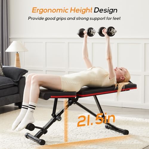 Weight Bench, Adjustable Workout Bench for Home Gym, Foldable Bench Press for Full Body Strength Training, 795LBS Capacity, Incline Decline Sit-Up Benches