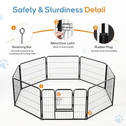 Dog Playpen, Puppy Fence for Yard, Camping, RV, Indoor/Outdoor Use, 32-Inch 16-Panel Exercise Pen for Small/Medium/Large Pets