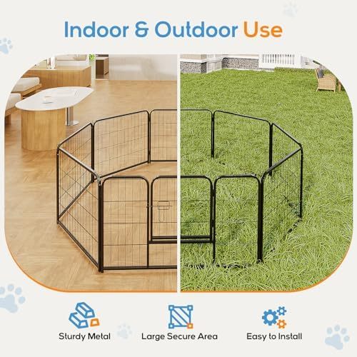 Dog Playpen, Puppy Fence for Yard, Camping, RV, Indoor/Outdoor Use, 32-Inch 16-Panel Exercise Pen for Small/Medium/Large Pets