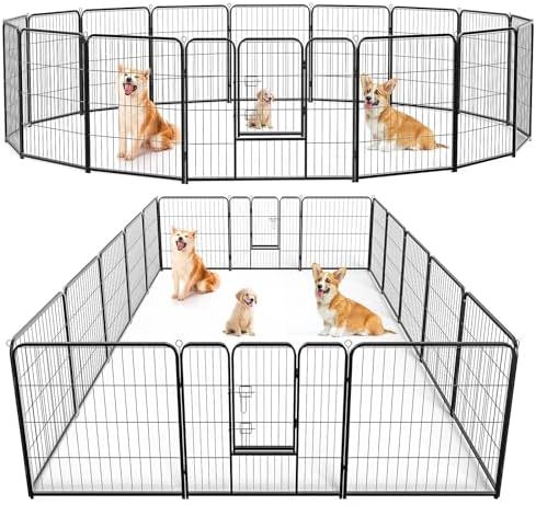 Dog Playpen, Puppy Fence for Yard, Camping, RV, Indoor/Outdoor Use, 32-Inch 16-Panel Exercise Pen for Small/Medium/Large Pets