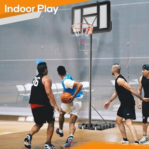 Basketball Hoop Outdoor 4.2-10ft Adjustable Portable Basketball Goal for Kids Youth Adults in Backyard, Driveway, 44 Inch Shatterproof Backboard