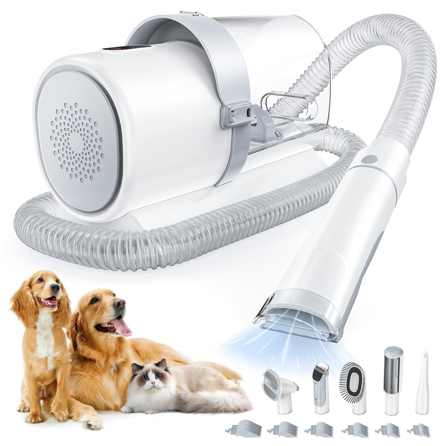 Dog Grooming Vacuum Kit with Cordless Clippers, 2.5L Cup, 3 Suction Modes, and 5 Grooming Tools, Trimmer for Shedding Pet Hair
