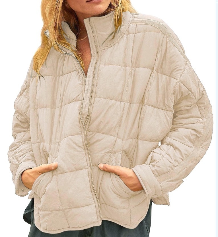 Women's Long Sleeve Zipper Oversized Thick Padded Jacket