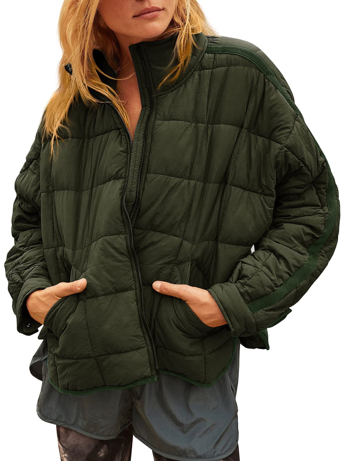 Women's Long Sleeve Zipper Oversized Thick Padded Jacket
