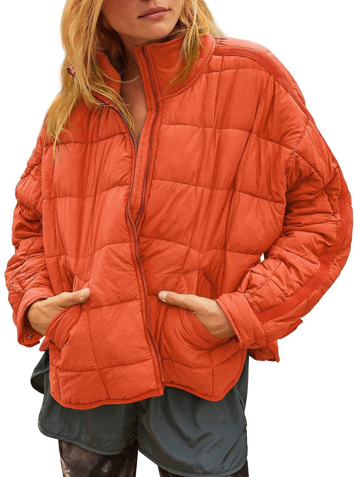 Women's Long Sleeve Zipper Oversized Thick Padded Jacket