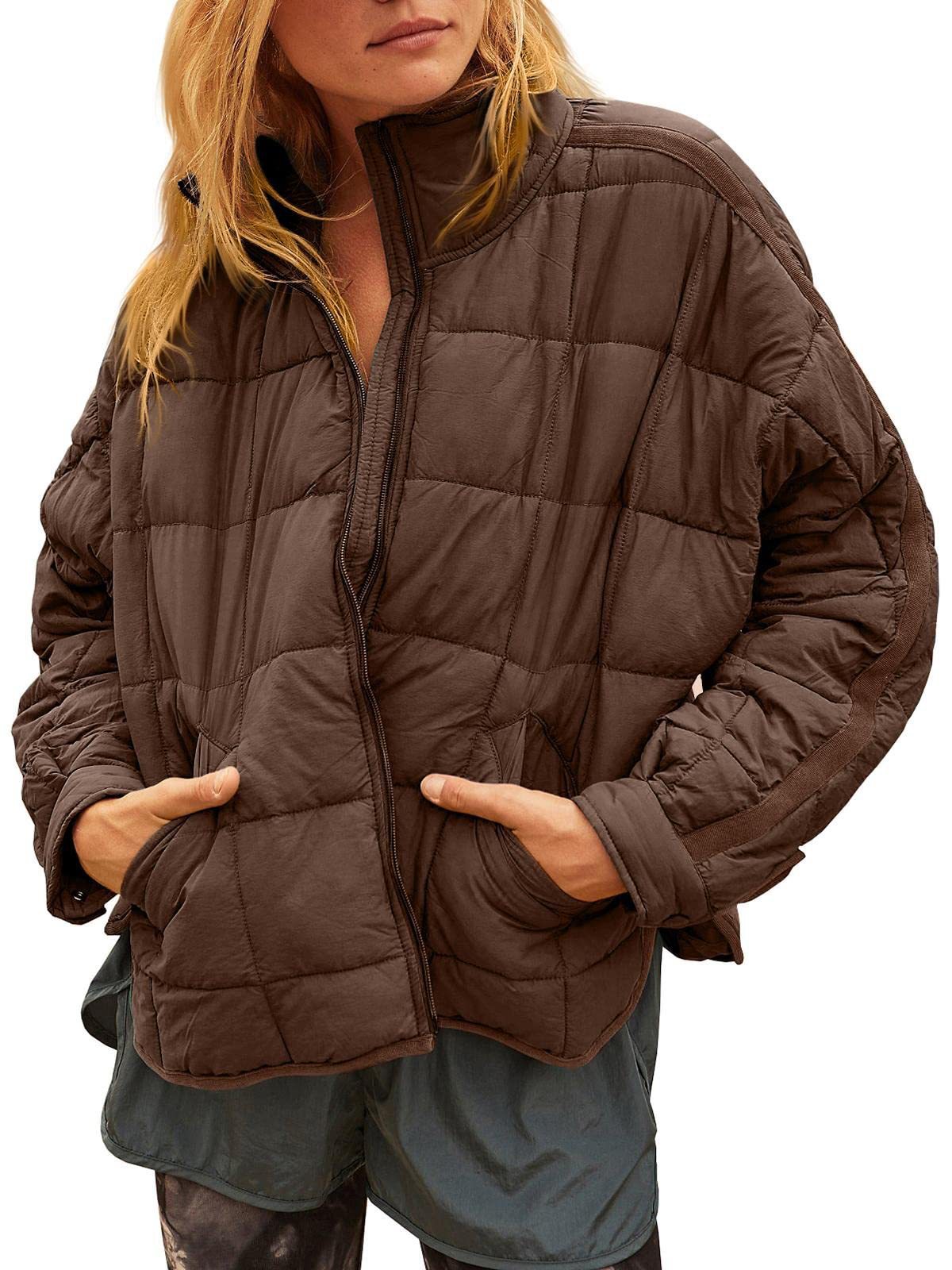 Women's Long Sleeve Zipper Oversized Thick Padded Jacket