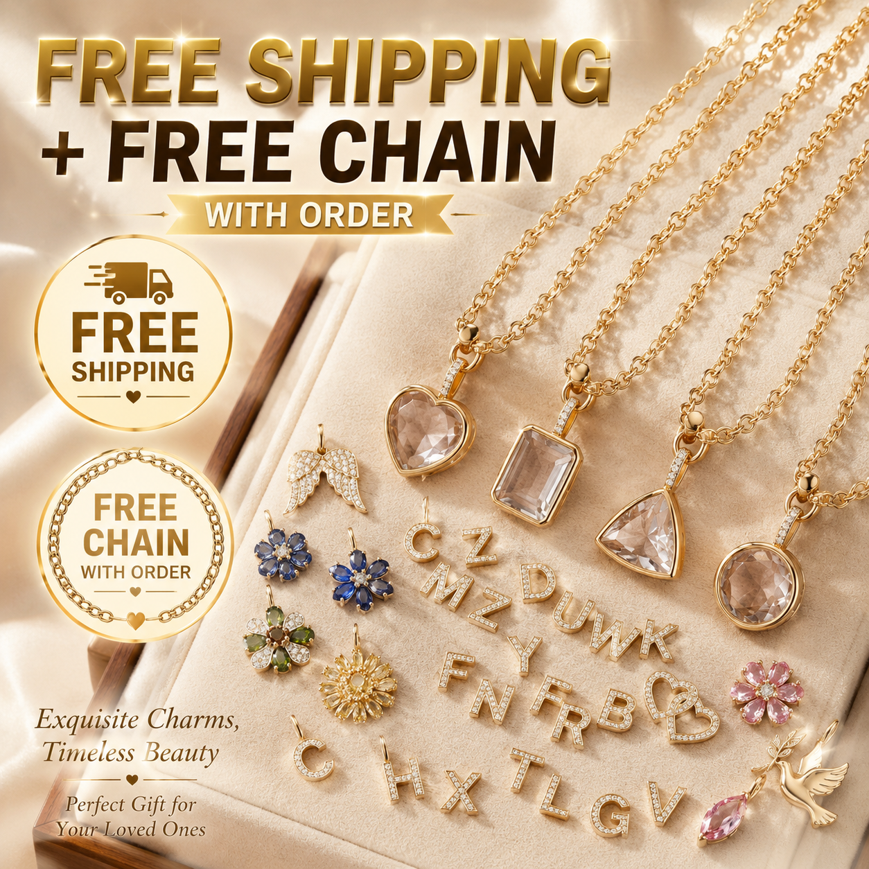 Personalized Floating Glass Locket Necklace - Custom DIY Charm Pendant with CZ Initials & Mini Charms