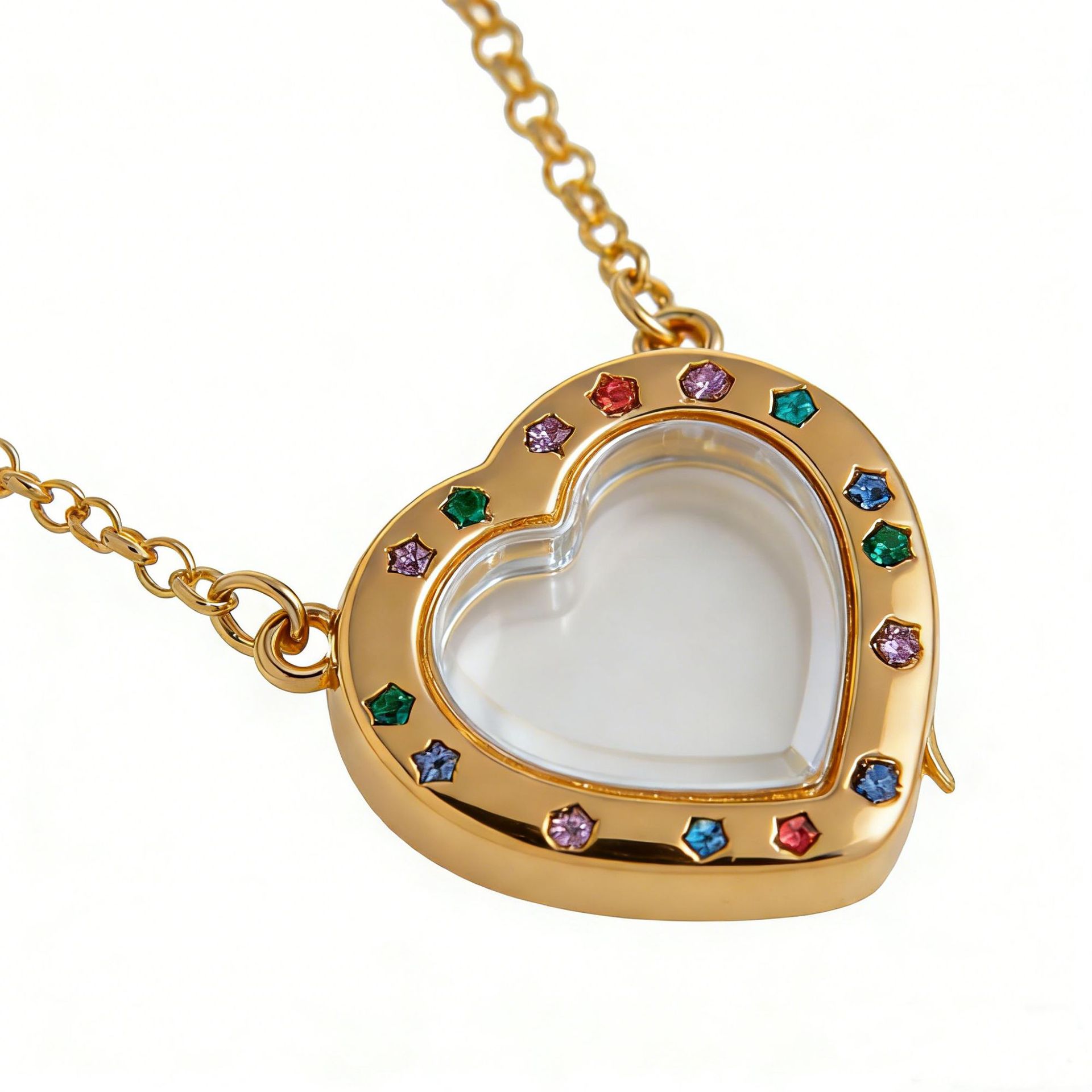 Personalized Floating Glass Locket Necklace - Custom DIY Charm Pendant with CZ Initials & Mini Charms