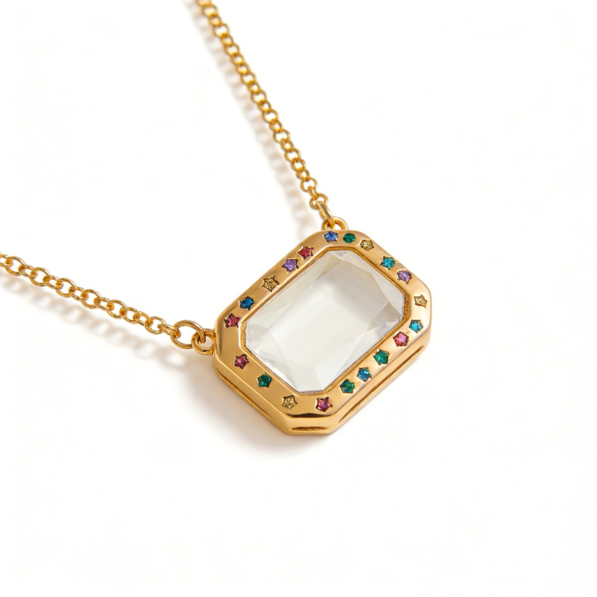 Personalized Floating Glass Locket Necklace - Custom DIY Charm Pendant with CZ Initials & Mini Charms