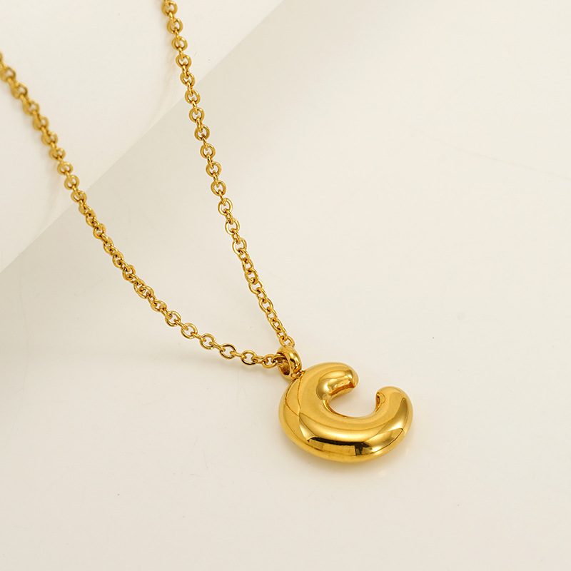 Handcrafted 3D Bubble Initial Necklace – Artisan Puffy Letter Pendant (Free Chain Included)