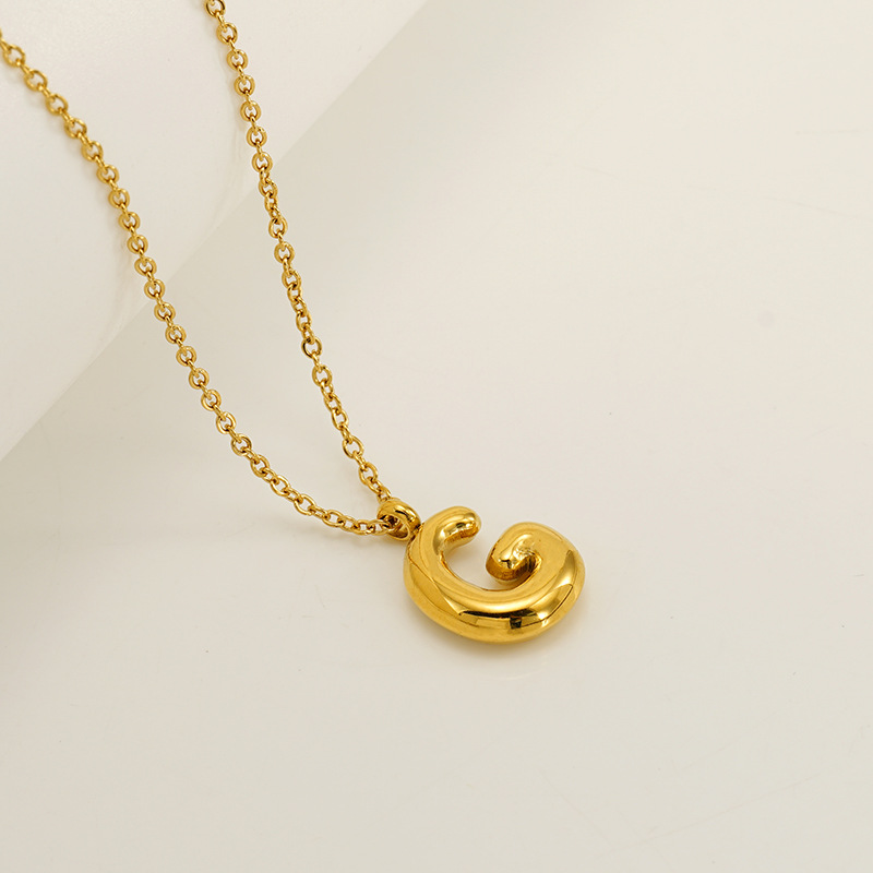 Handcrafted 3D Bubble Initial Necklace – Artisan Puffy Letter Pendant (Free Chain Included)