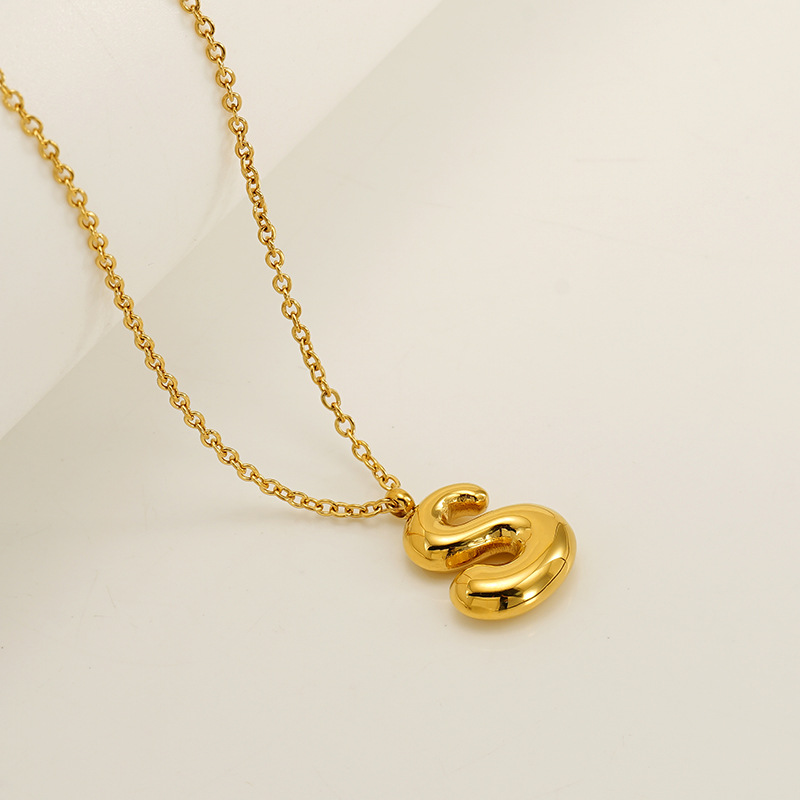 Handcrafted 3D Bubble Initial Necklace – Artisan Puffy Letter Pendant (Free Chain Included)