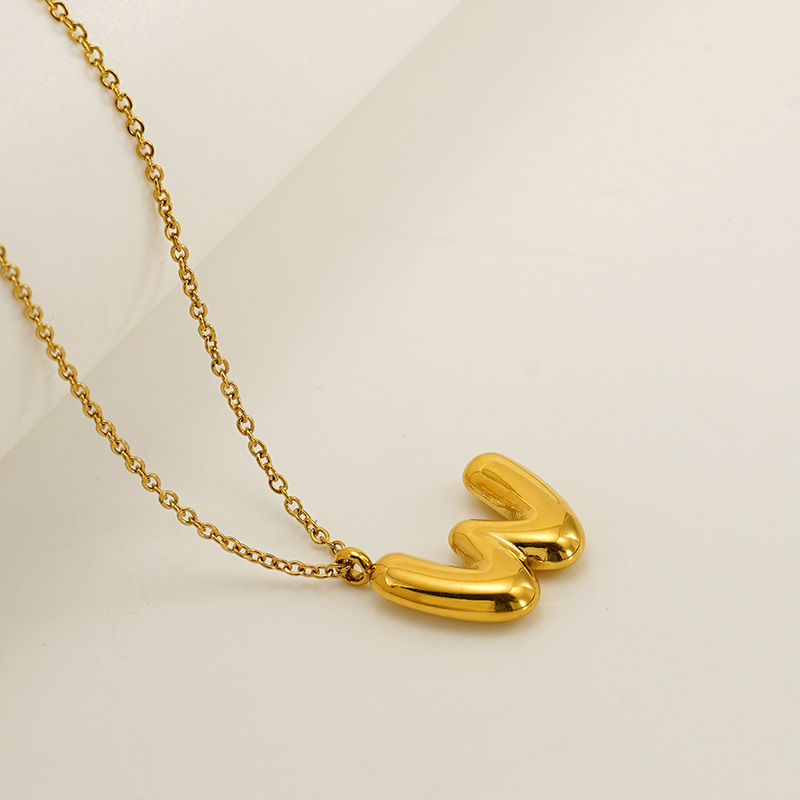 Handcrafted 3D Bubble Initial Necklace – Artisan Puffy Letter Pendant (Free Chain Included)