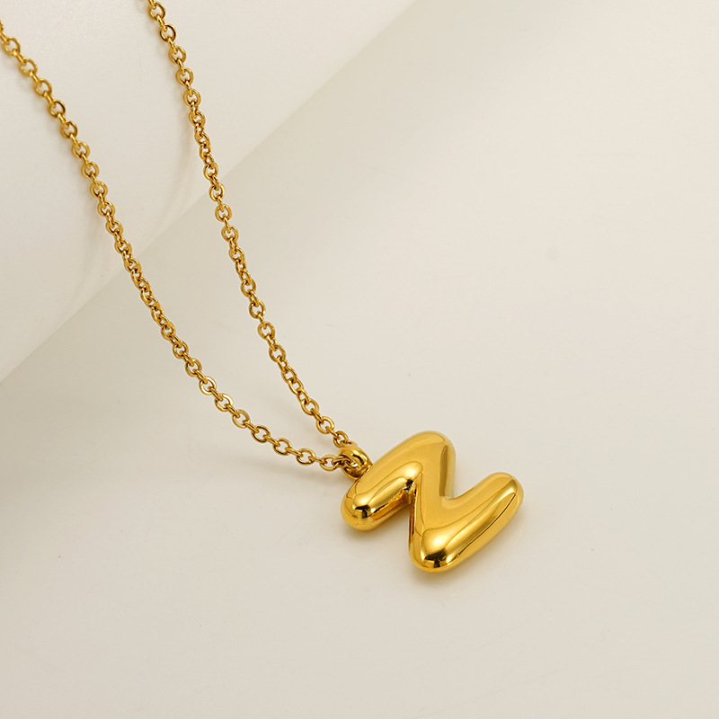 Handcrafted 3D Bubble Initial Necklace – Artisan Puffy Letter Pendant (Free Chain Included)