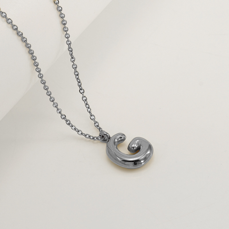 Handcrafted 3D Bubble Initial Necklace – Artisan Puffy Letter Pendant (Free Chain Included)
