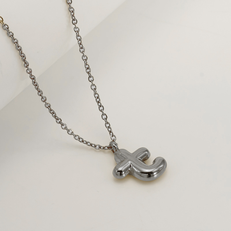 Handcrafted 3D Bubble Initial Necklace – Artisan Puffy Letter Pendant (Free Chain Included)